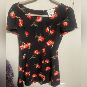 Sadie‎ & Sage black & red roses dress size Small